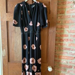 Reformation dress; black with pink flowers
